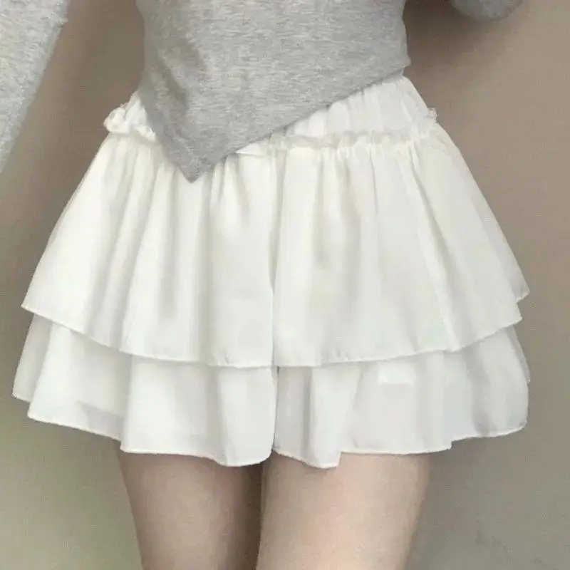 Sommer Kawaii Weiß Ballkleid Röcke Frauen Mode Slim Fit Mini Röcke Giris Y2k Alle Spiel Elastische Hohe Taille Schwarz Faldas Goth