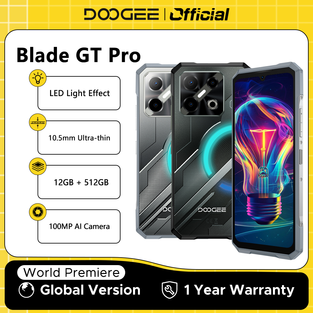 Estreno mundial DOOGEE Blade GT Pro 5G teléfono resistente efecto de luz LED 12GB 512GB 10,5mm cámara ultrafina de 100MP AI batería de 5800mAh