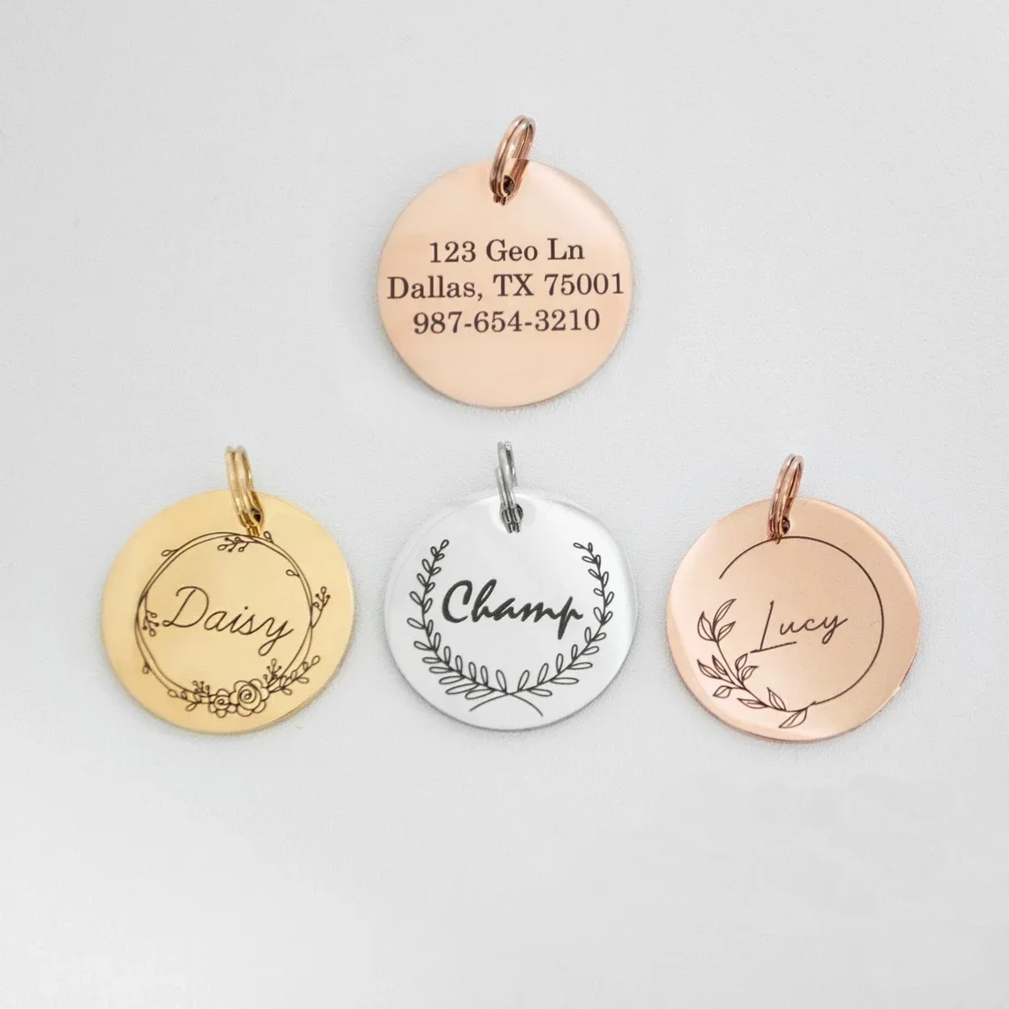 Benutzerdefinierte gravierte Name Datum Runde Münze Edelstahl personalisierte ID Tag Zubehör Schmuck Anhänger passend für Armband Halskette