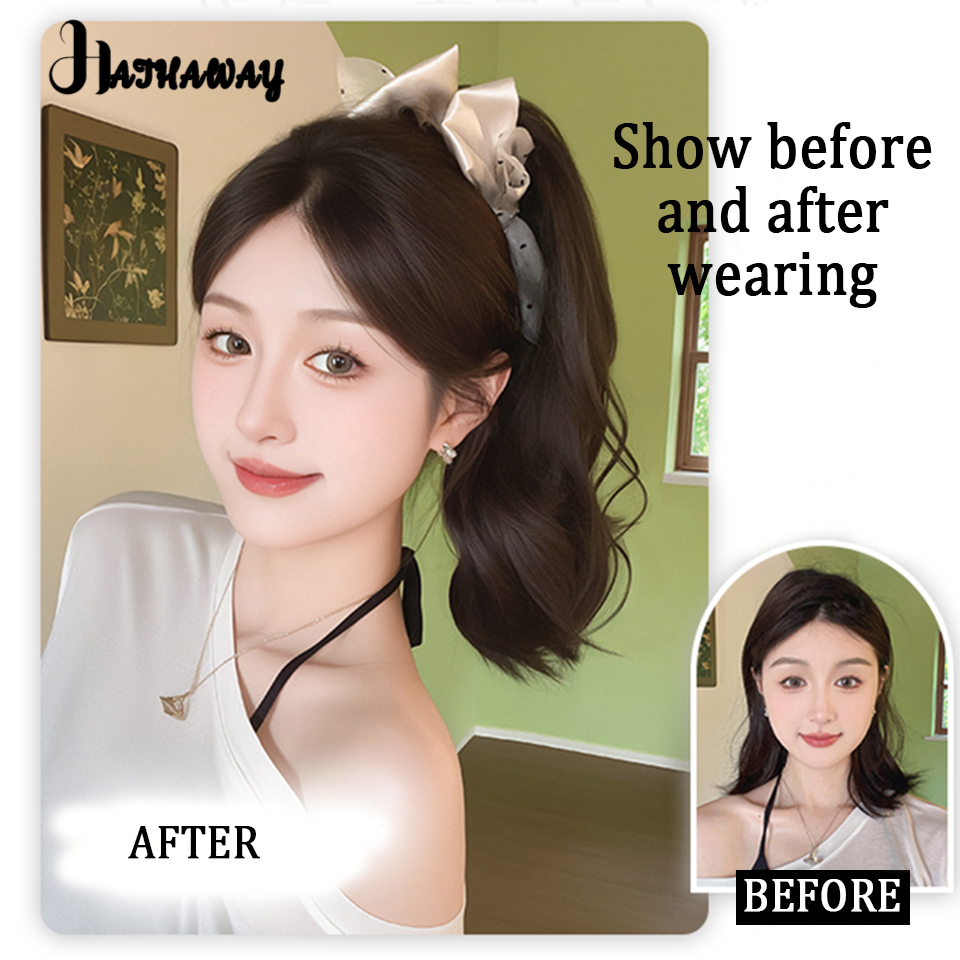 Женский синтетический удлинитель для волос в горошек с бантом