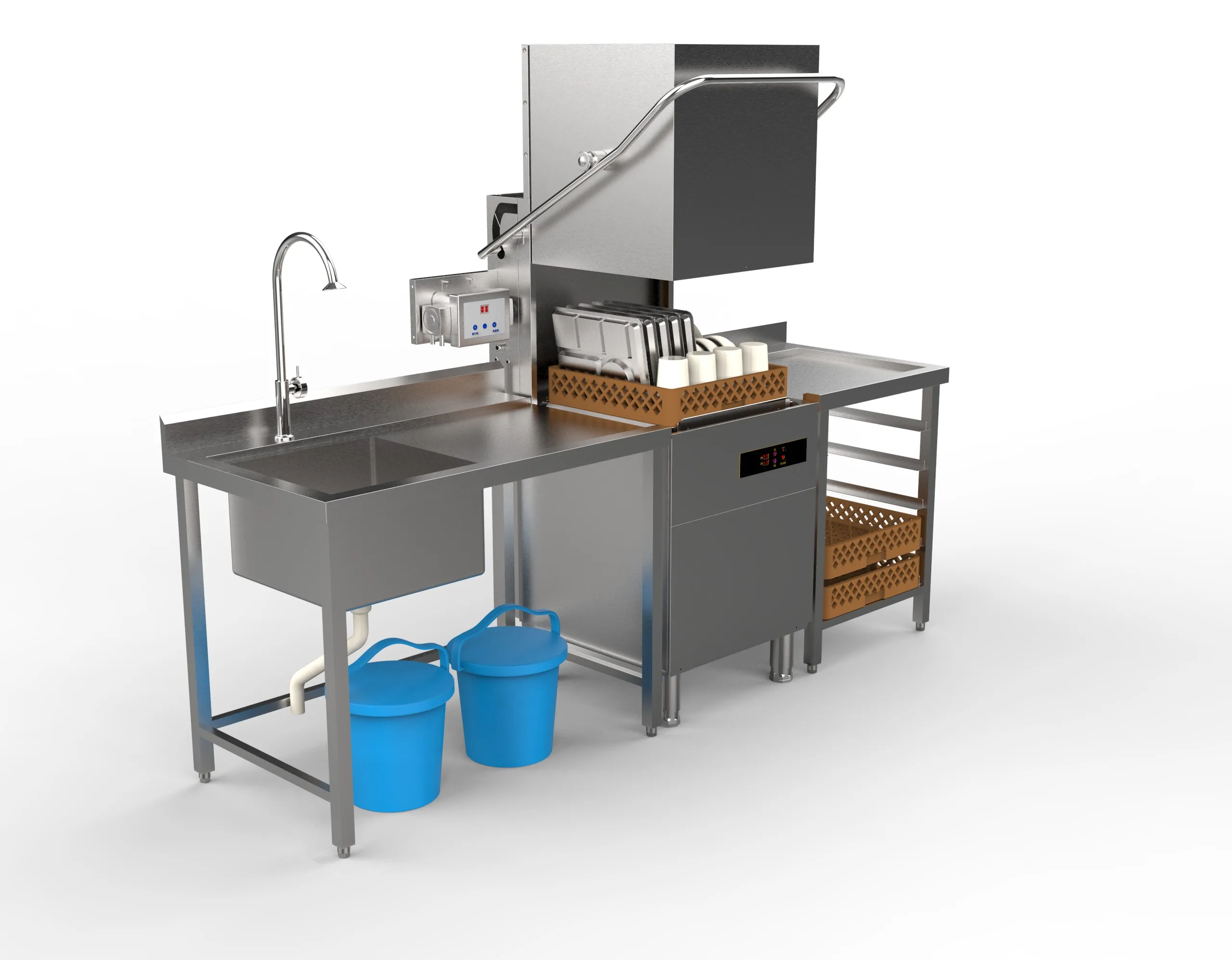 Lavavajillas automático independiente de acero inoxidable para hoteles, Robot de Catering comercial, lavavajillas