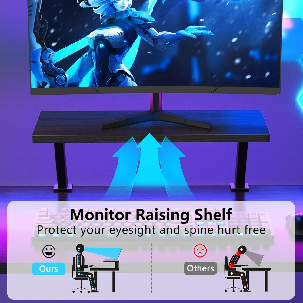 L Shaped Gaming Desk Corner Computer Desk, Home Office Desks Writing Workstation with Large Monitor Stand, Easy to Assemble