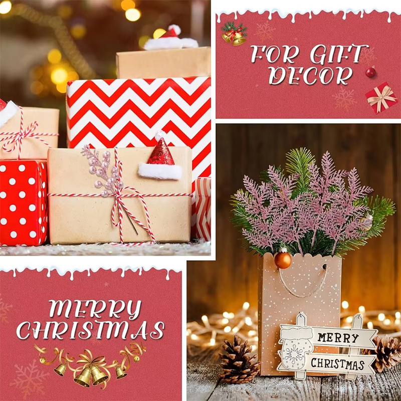 5Pcs Christmas Decoration Glitter Berrie Artificial Flower Bouquet Christmas Tree Ornaments for Home New Year 2025 Navidad Decor