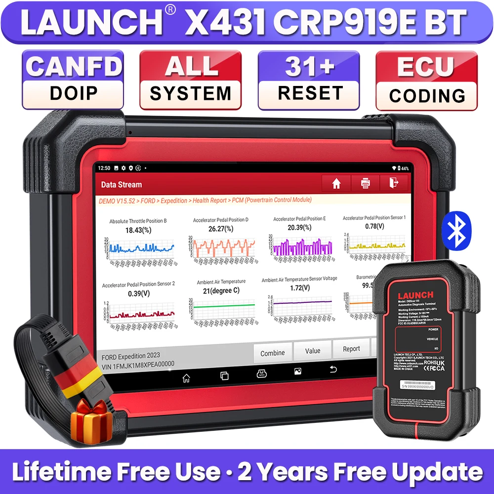 LAUNCH X431 CRP919E BT Skaner OBD2 CAN FD DOIP 31 Reset Pełny kodowanie ECU Auto Samochodowe dwukierunkowe narzędzia diagnostyczne skanujące