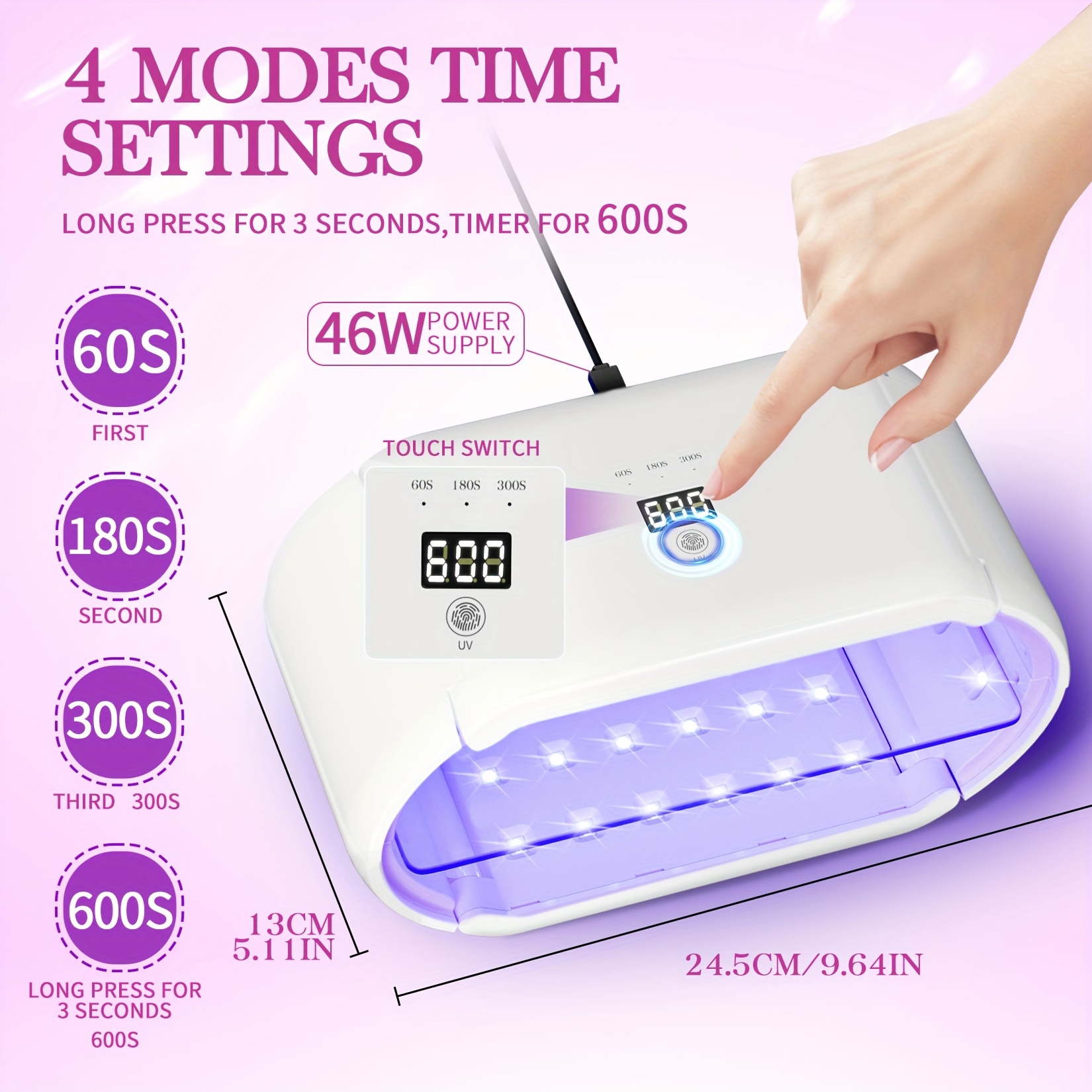 Double Sided UV Lamp for Resin Curing US Plug Foldable Portable Fast Curing UV Resin Lamp for Resin Mold DIY Decorative Jewelry