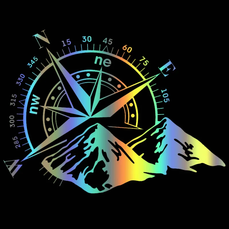 JP 外装装飾ダイカットビニールデカールさまざまなサイズのコンパスウィンドローズ防水車の装飾カバースクラッチステッカー