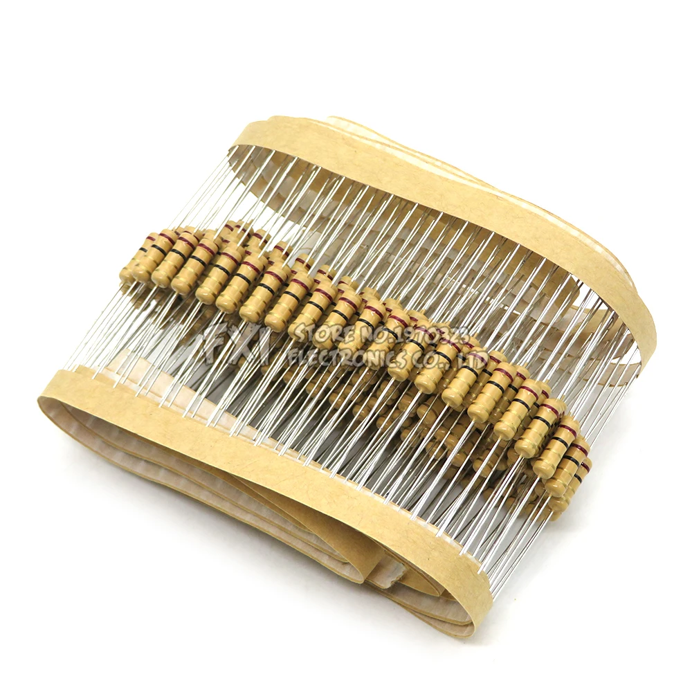 Resistencias de película de carbono, 1W, 5%, 1R-10M, 10R, 47R, 100R, 220R, 1K, 10K, 4K7, 100K, 560K, 1M, 3M3 ohm, resistencia de anillo de Color ibuw, 200K, 20 unidades
