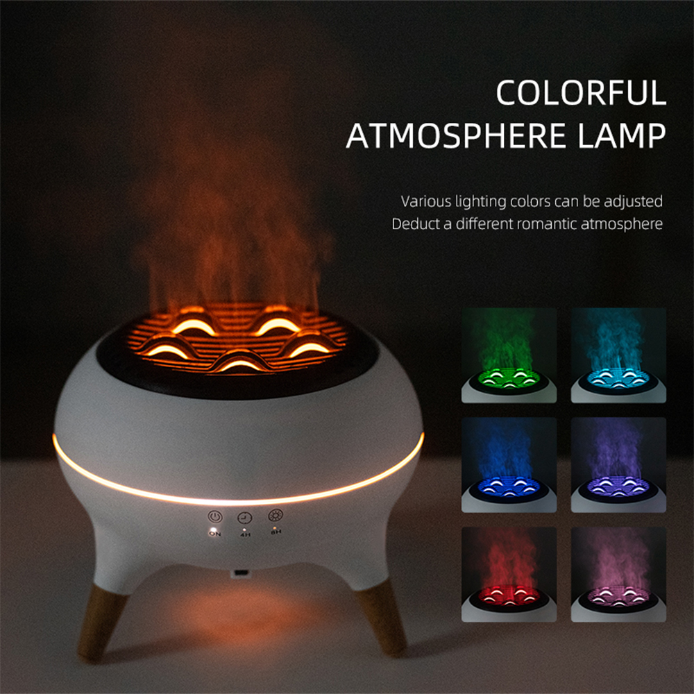 Flame Air Humidifier Dynamic Jellyfish Aroma Diffuser with Colorful Gradient Ambient Lights Remote Control Aromatherapy Diffuser