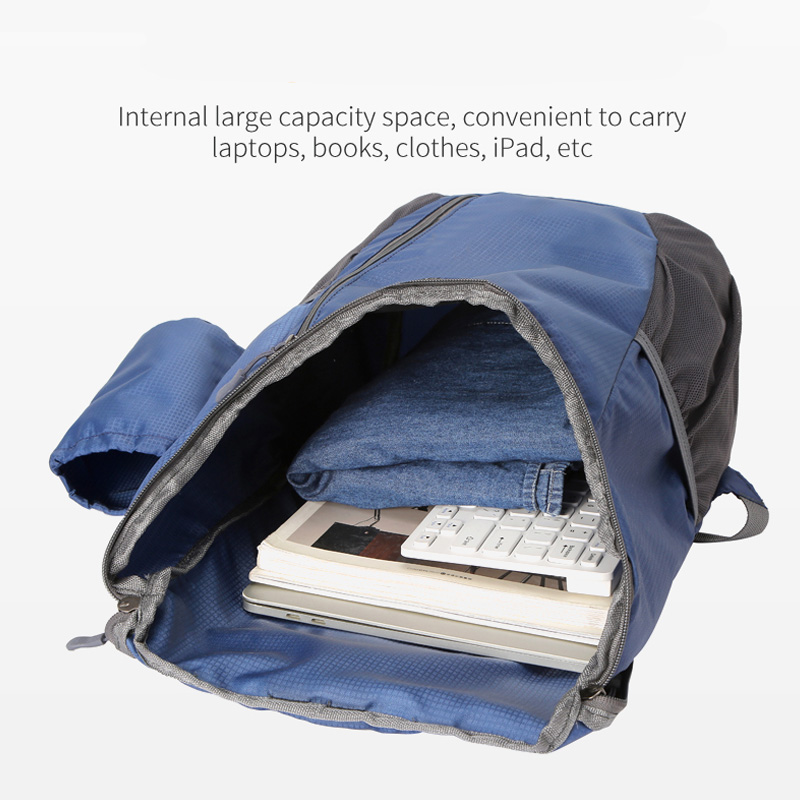 Zaino pieghevole minimalista di grande capacità Zaino sportivo da viaggio all'aperto impermeabile portatile unisex Zaino casual unisex in nylon