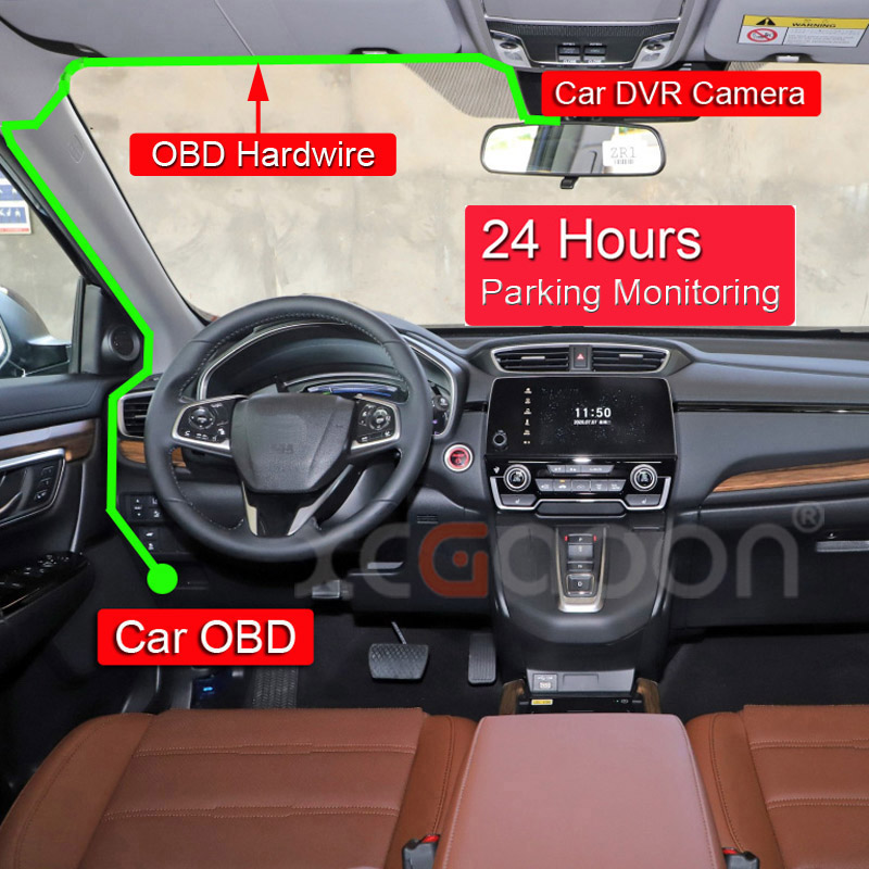 24 horas Mini Mico puertos USB 5V 3A Cable de carga de coche Cable duro OBD 3,5 metros con interruptor para cámara de salpicadero vehículo DVR