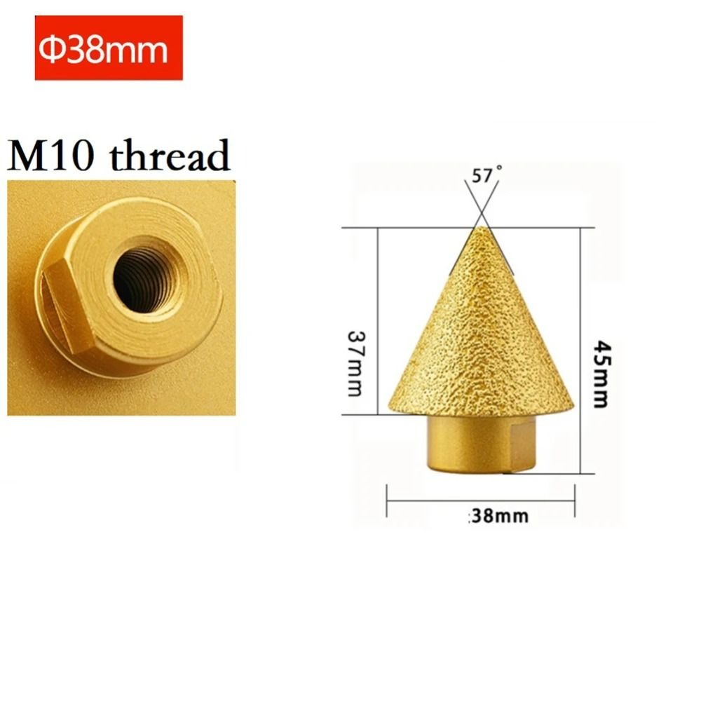 Mèche de chanfrein biseautée diamantée, filetage M10 M14, 38mm, 50mm, cône, poinçonnage, foret d'expansion, meule, polissage