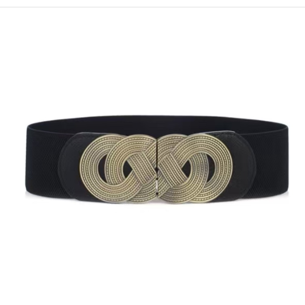 Cintura elástica larga com fivela borboleta vintage para mulheres misturam modelos de inverno