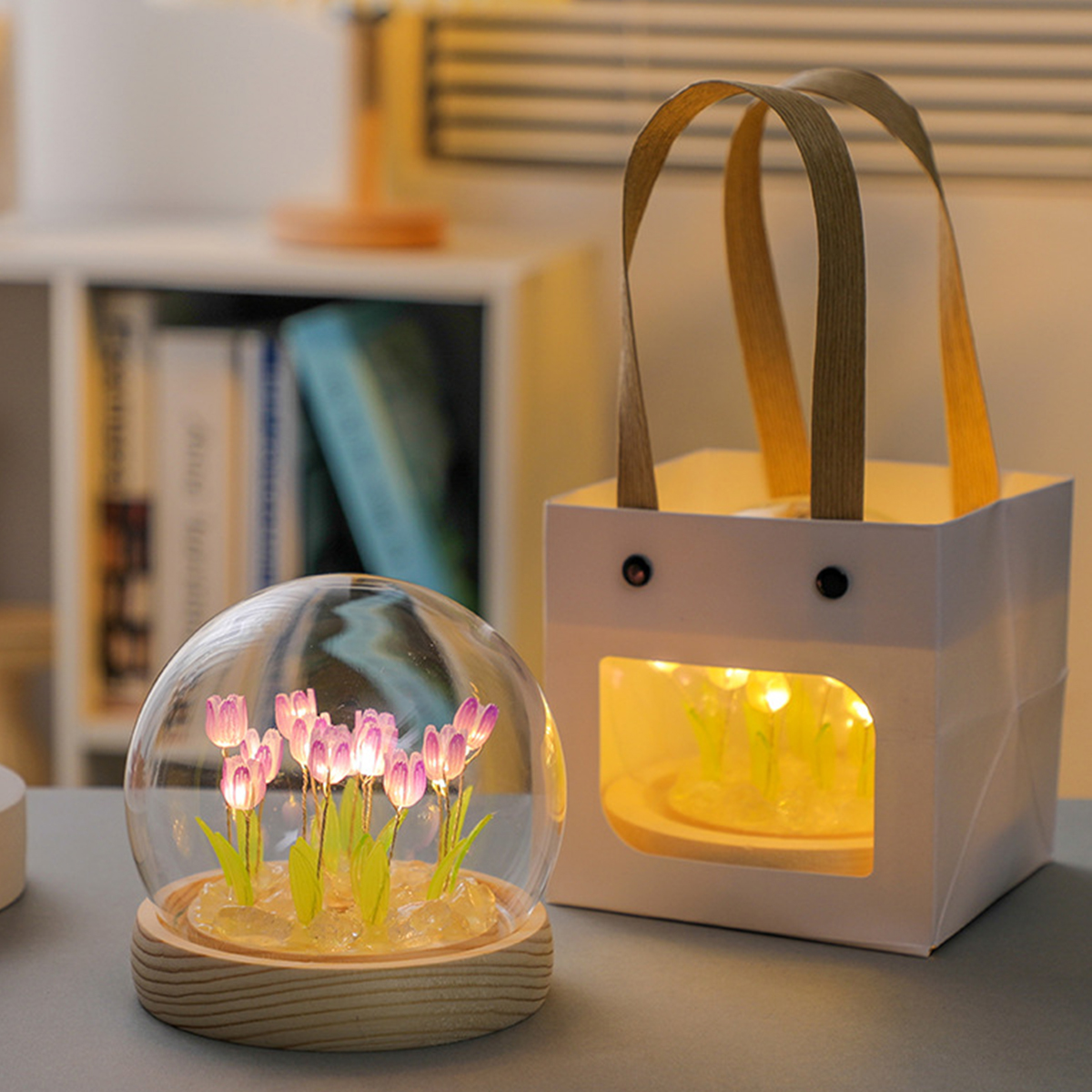 10/20 pçs tulipa luz da noite a pilhas tulipa flor candeeiro de mesa diy simulação tulipa led nightlight artesanal luz cabeceira
