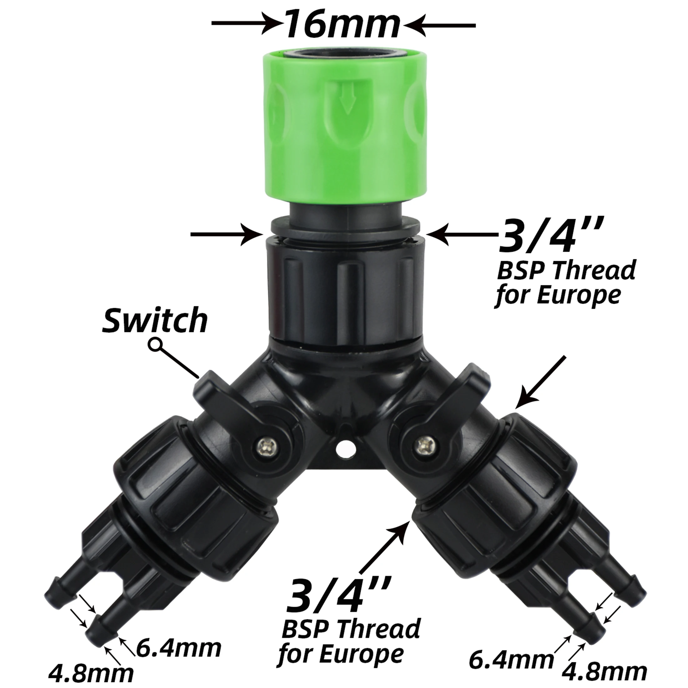Wasserhahn-Adapter, Tropfbewässerung, 4-Wege-2-Wege-Splitter für Garten, 1/4 Zoll Schlauch, automatisches Bewässerungssystem-Set, Bonsai-Topf, Pflanzengewächshaus