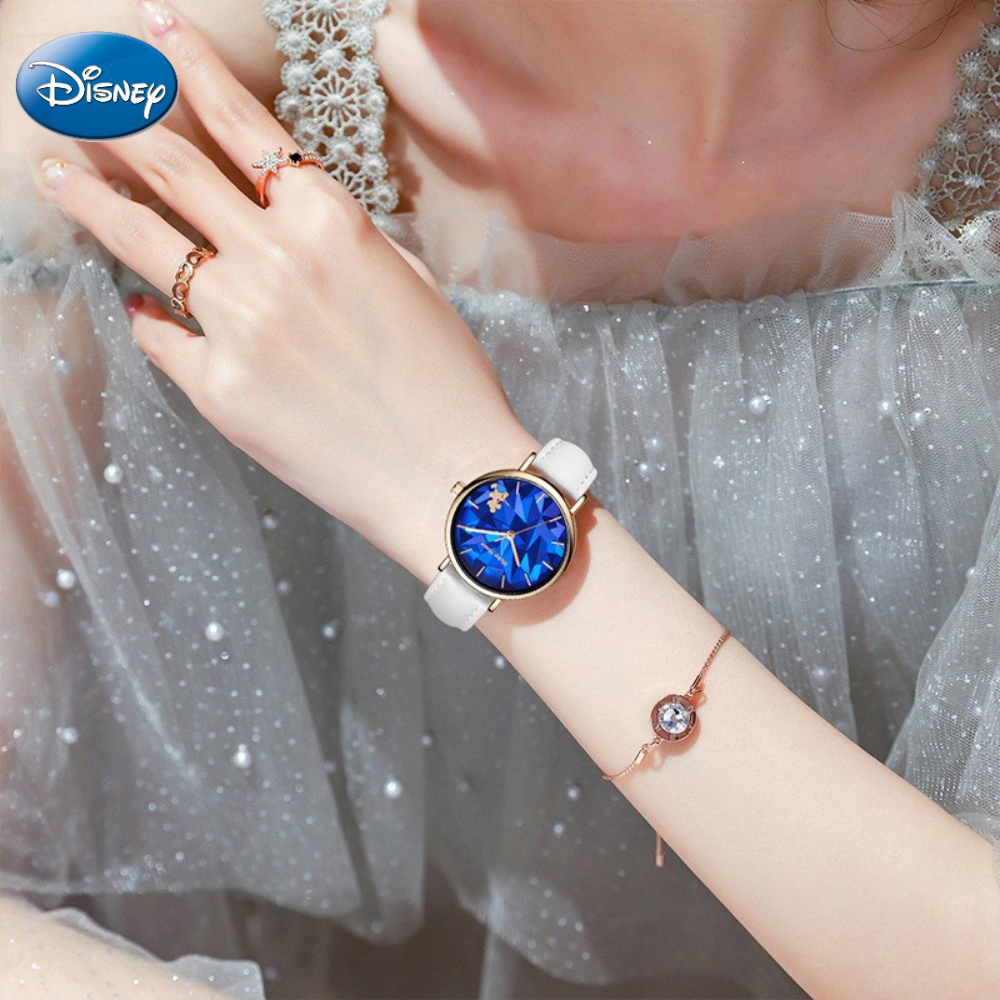 ของขวัญดิสนีย์มิกกี้นักเรียนของเด็กผู้หญิงนาฬิกาควอตซ์เพชรเหลี่ยมเพชรพลอยกันน้ำพร้อมกล่อง relogio feminino