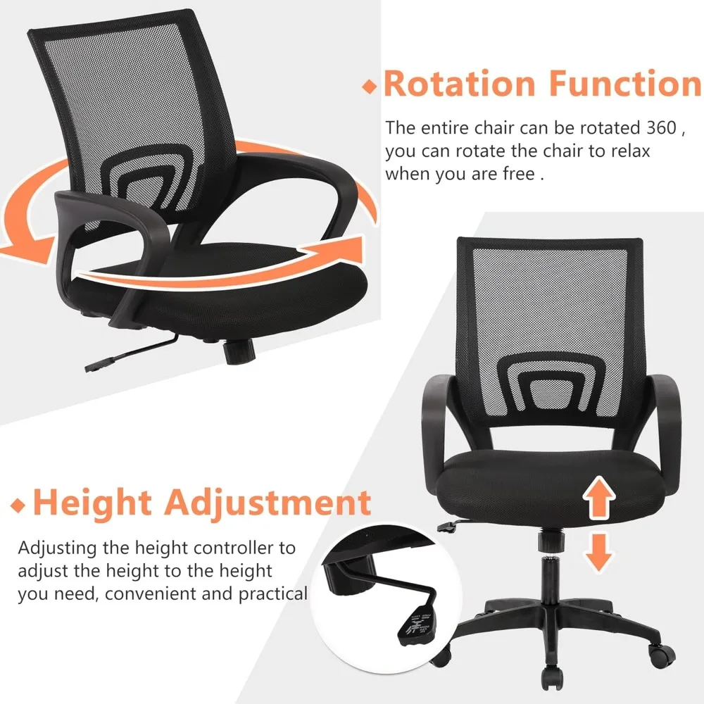 Home Office Chair - Adjustable Ergonomic Chair with Lumbar Support, Armrest, High Density Mesh, 360 Degree Swivel