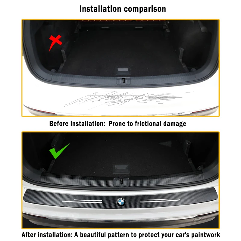 Pegatinas protectoras de maletero de coche de fibra de carbono para BMW X1 X3 X4 X5 X7 F10 F20 F30 G20 F15 F16 F34 E90 E91 E92 E93 1 2 3 4 5 7 Series
