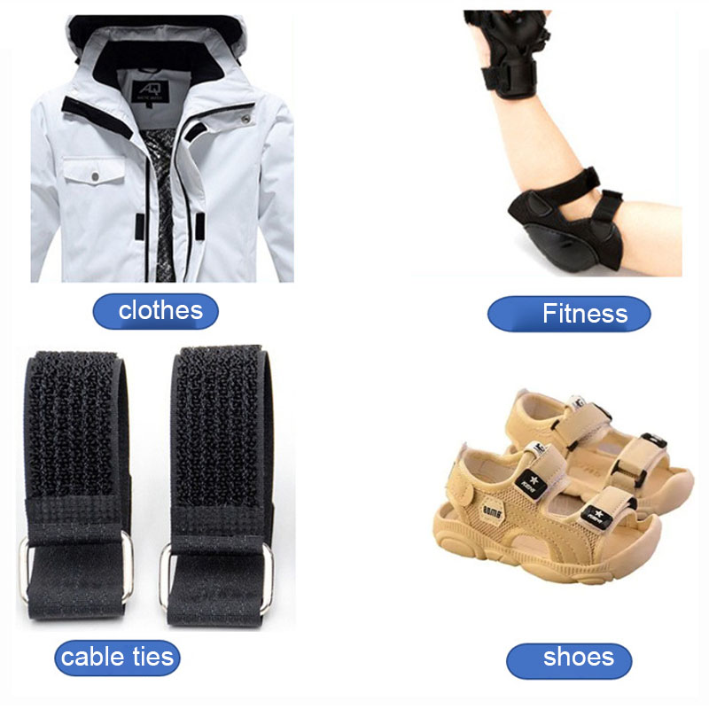 Cinta de Cable de sujeción con gancho de nailon reutilizable, correa de seguridad autoadhesiva de corte a longitud con hebilla para organizador o almacenamiento, 2M