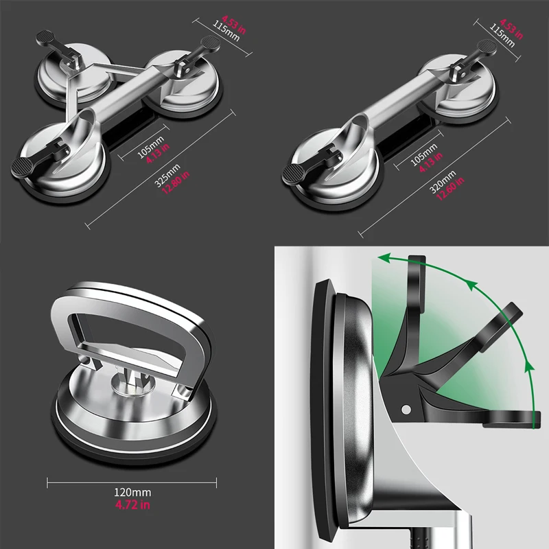 Vacuum Glass Suction Cups Tile Adsorber 75KG Load Capacity Sucke Used for Handling and Installation of Smooth Surface Materials