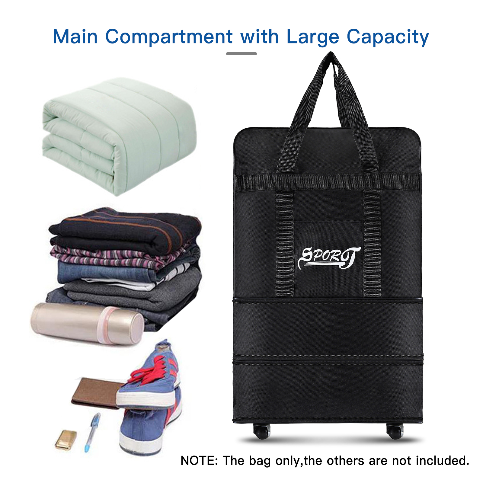 Expandable Foldable Suitcase Collapsible Rolling Travel Luggage Bag for Men Women