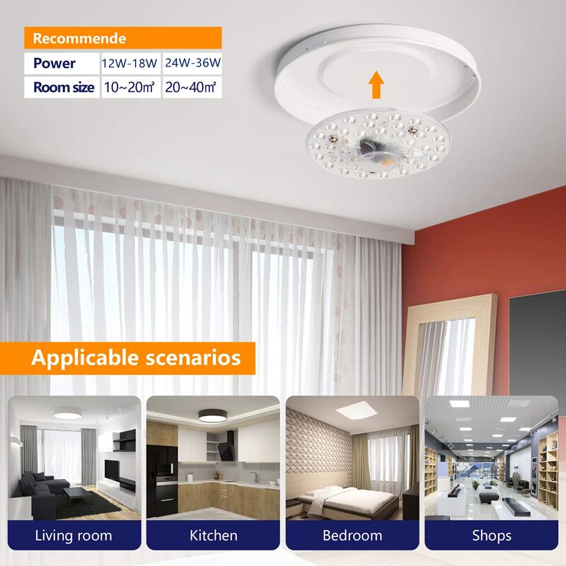 PANEL de anillo LED circular, 36W, 24W, 18W, 12W, AC220V, lámpara de techo, chip de repuesto
