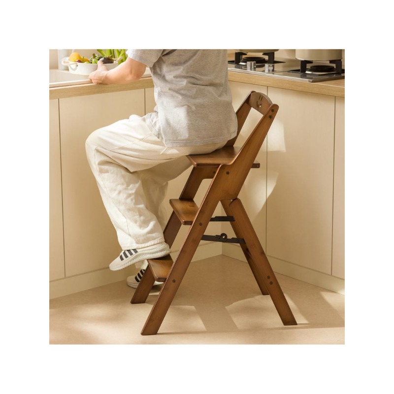 Foldable Multifunctional Ladder Stool Home Climbing Ladder Stool Dual-purpose Kitchen Climbing Stool Thickened Chair with Back