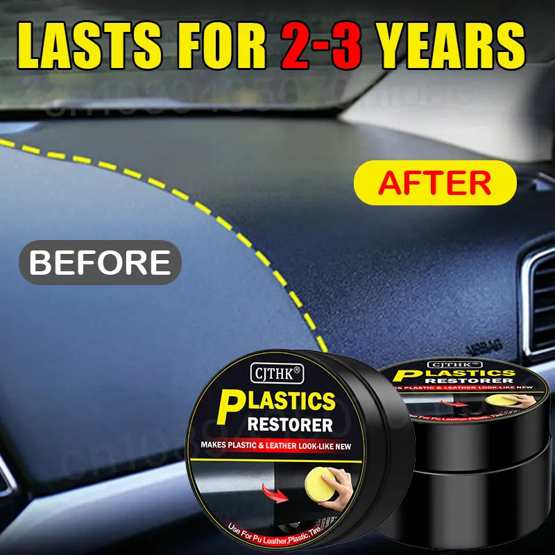 Restaurador de plástico para coche, agente de revestimiento de cera para renovación de paneles y cuero Interior de coche, brillo negro, revestimiento de reparación y pulido automático
