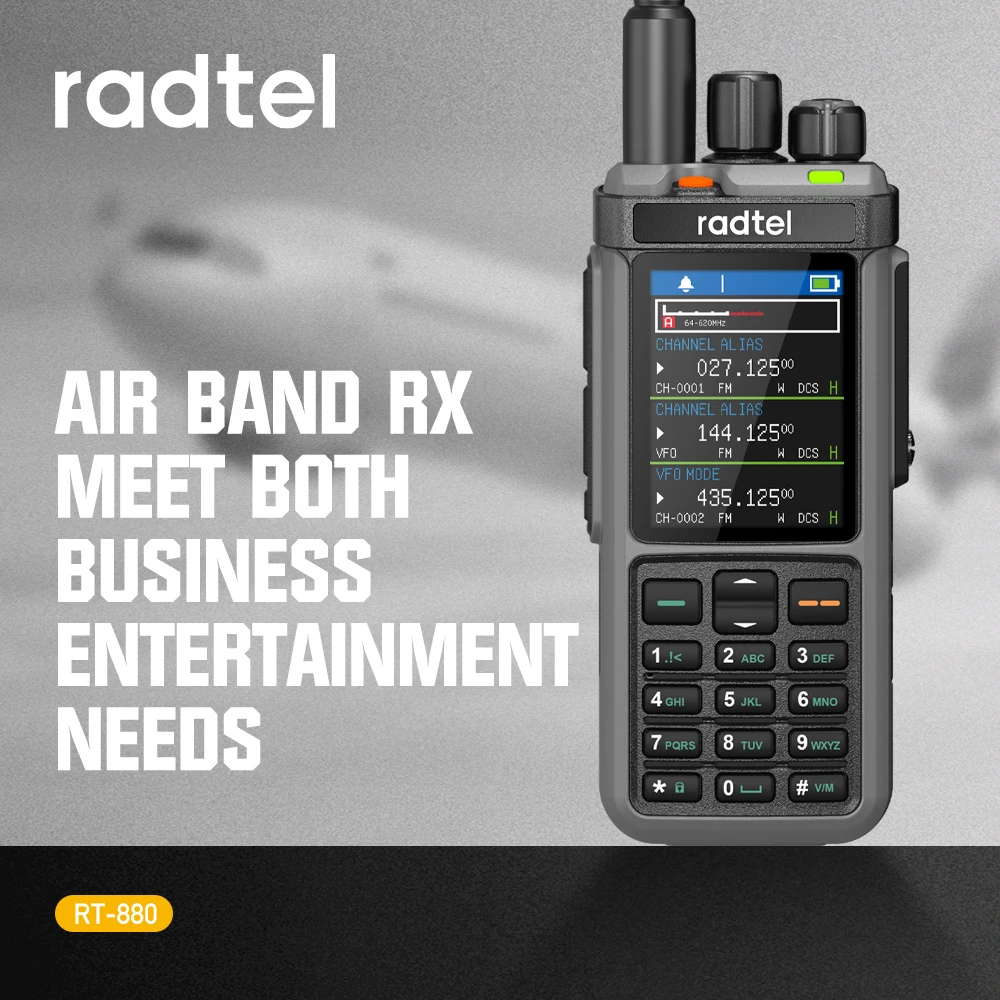 Radtel RT-880 10w Radio amateur multi-bande HF UHF VHF avec AM USB LSB CW CB LW MW SW SSB, 1024 canaux, répéteur de bande transversale