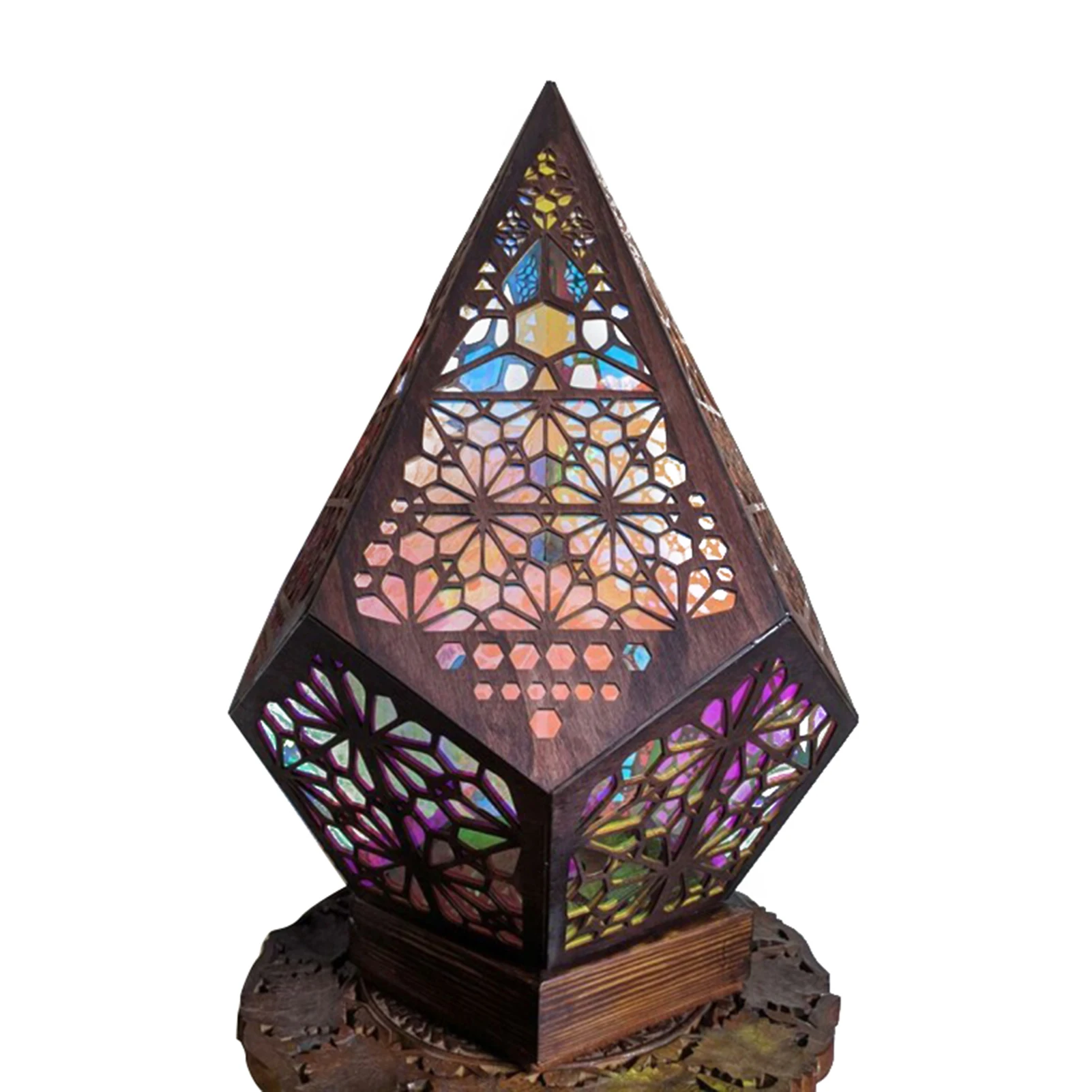 Lámpara de proyección Led de madera, lámpara de pie de estrella Polar multiusos con diamantes coloridos, luz nocturna, decoración bohemia