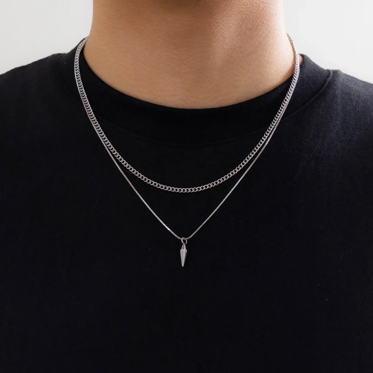 2 teile/satz Hip Hop Niet Anhänger Dünne Schlange Kette Halskette Für Männer Punk Silber/Gold Farbe Cuban Link Kette partei Schmuck