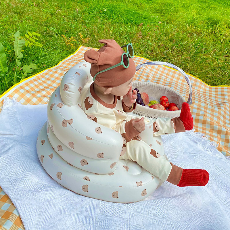 Infant Shining Baby Inflatable Sofa Children Puff Portable Bath Chairs PVC Multifunctional Seat Practice Sitting Bath Stool