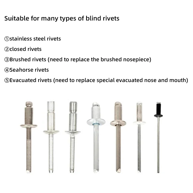 Electric Rivet Gun Rocol RL-520 Lithium Battery Automatic Rivet Gun Core Pulling Riveting Tool Stainless Steel Brushed Rivets