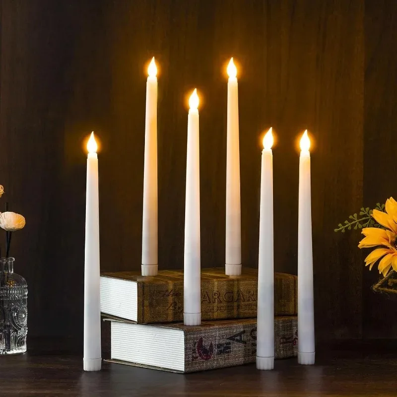 3D 테이퍼 긴 극 양초 조명 LED Flameless 뾰족한 촛불 빛 배터리 전자 Tealight 웨딩 크리스마스 파티 장식