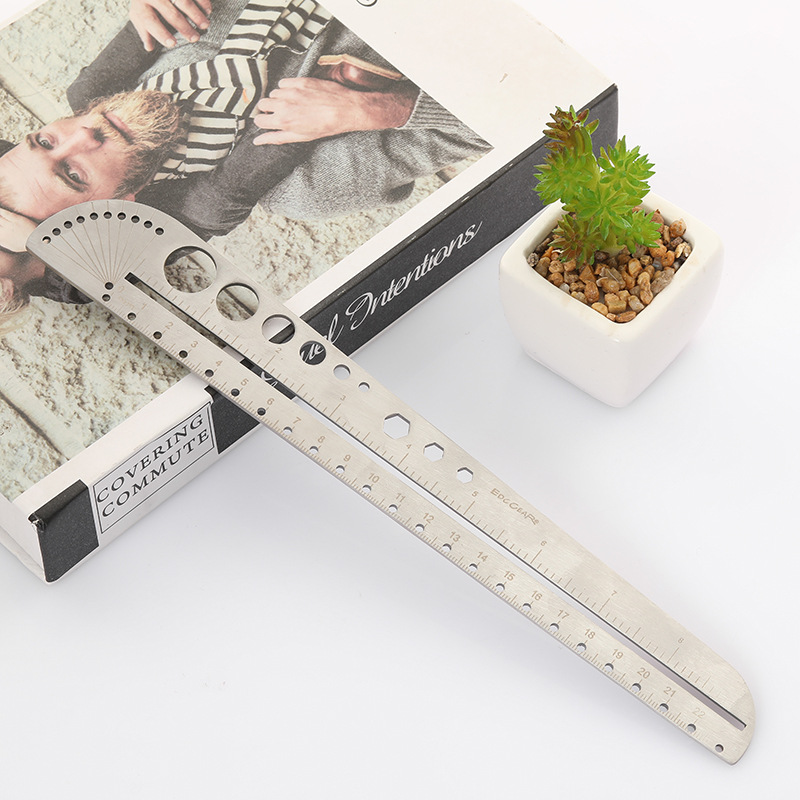 1 pc multifunktion ale Edelstahl Werkzeug waage Lineal Büro Kompass Winkelmesser sechseckige edc Outdoor-Werkzeug