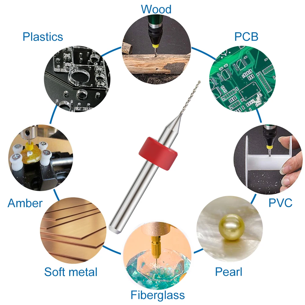 XCAN 10 Chiếc 0.15-3.05Mm Carbied PCB Mini Mũi Cho In Bảng Mạch Khoan 3.175Mm Vít PCB Bộ Mũi Khoan