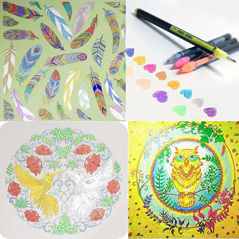 12/24 個メタリックグリッターカラーゲルペン & ペンリフィル学校オフィス大人の塗り絵ジャーナル描画アートマーカー