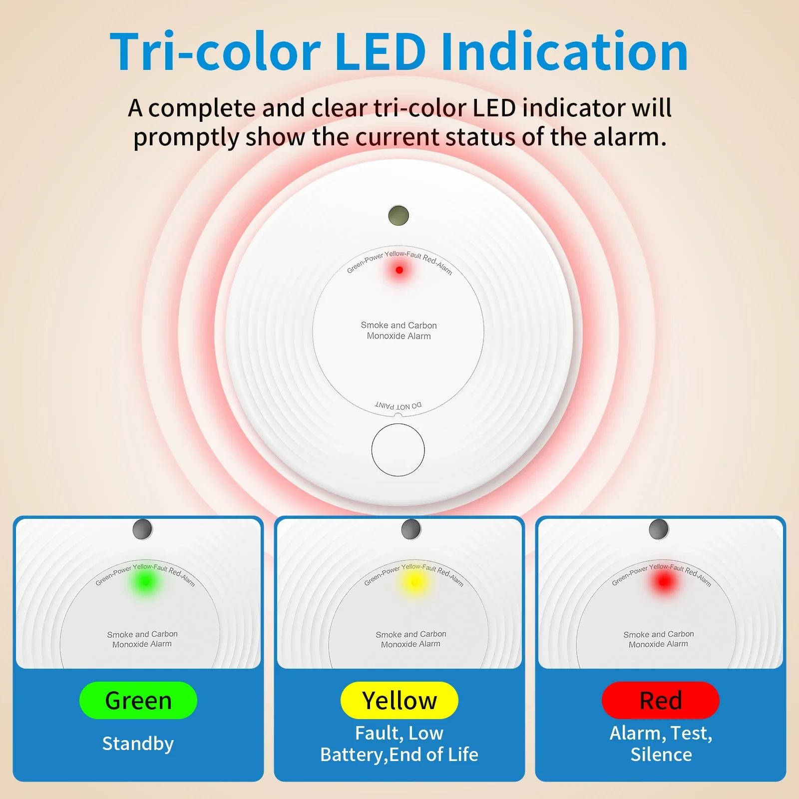 2 IN 1  Function  Kitchen Room  CO & Smoke Detector Sensor Fire Sound Alarm Carbon Monoxide Alert  Carbon