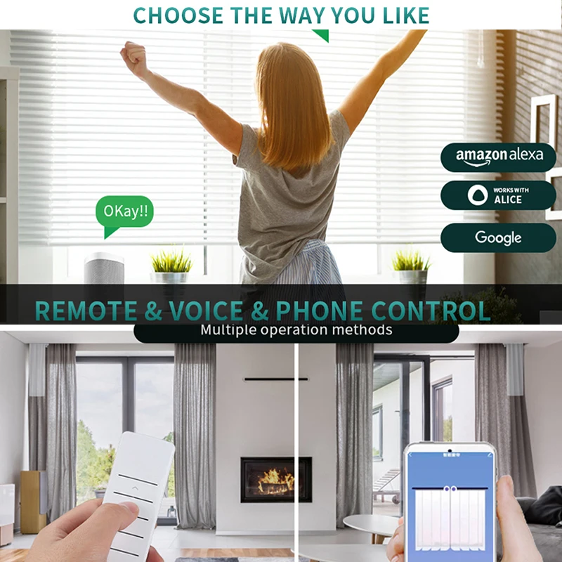 ล่าสุด Tuya ไฟฟ้า wifi ผ้าม่านมอเตอร์สนับสนุน Alice Google Alexa ปรับแต่งผ้าม่านราง Rod Cornice สําหรับ Smart Home
