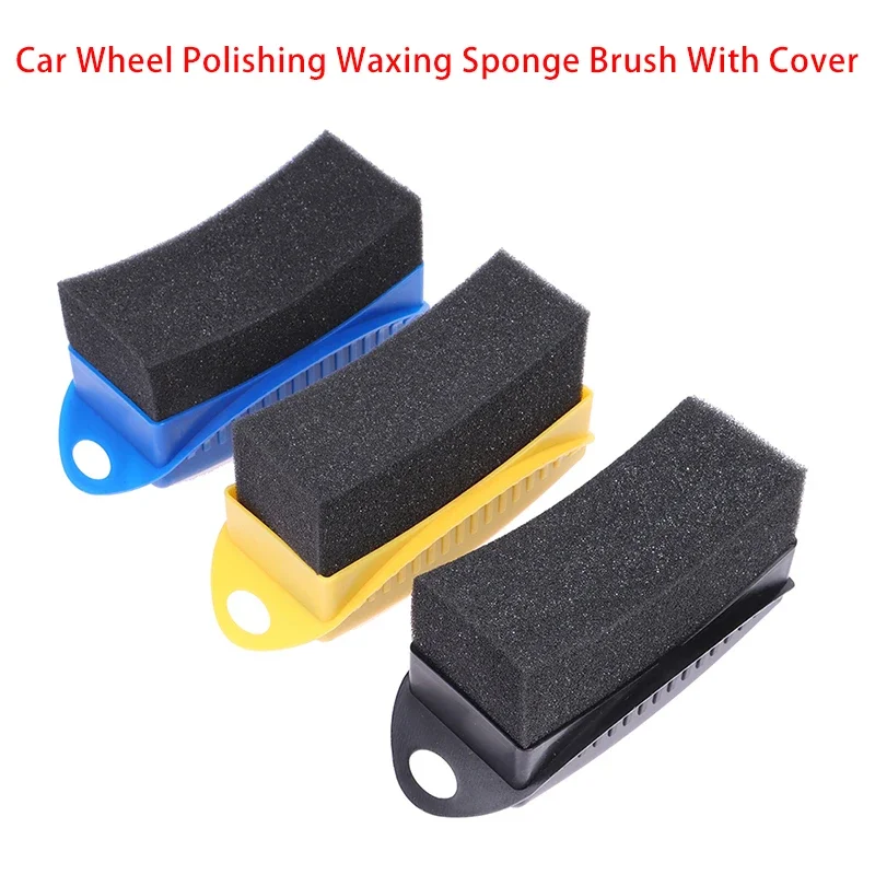 Auto Rad Polieren Wachsen Schwamm Pinsel Mit Abdeckung ABS Waschen Reinigung Reifen Kontur Dressing Applikator Pads Detail Zubehör