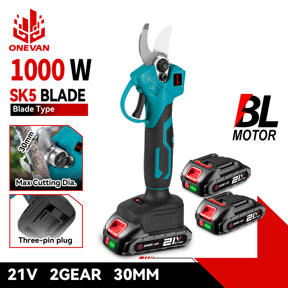 ONEVAN 30 мм бесщеточный электрический секатор, аккумуляторные электрические ножницы для обрезки фруктовых деревьев, садовый инструмент для Makita, аккумуляторный штифт 18 В