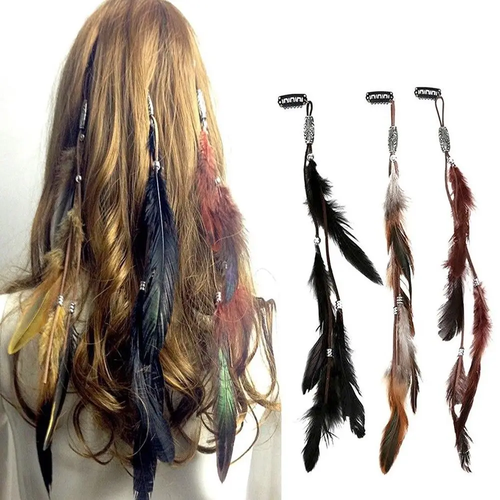 Bohemian Feather Hairband Women's Festive Masquerade Carnival Hippies Costume Indian Prom Gypsy Long Tassel Hair Accessories