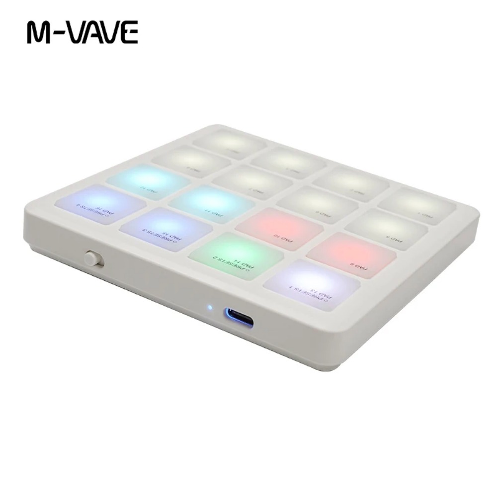 Карманный коврик M-VAVE SMC-PAD, портативный беспроводной MIDI-контроллер, 16 подушечек, подходящий перкуссионный DJ-музыкальный аранжировщик, контроллер клавиатуры