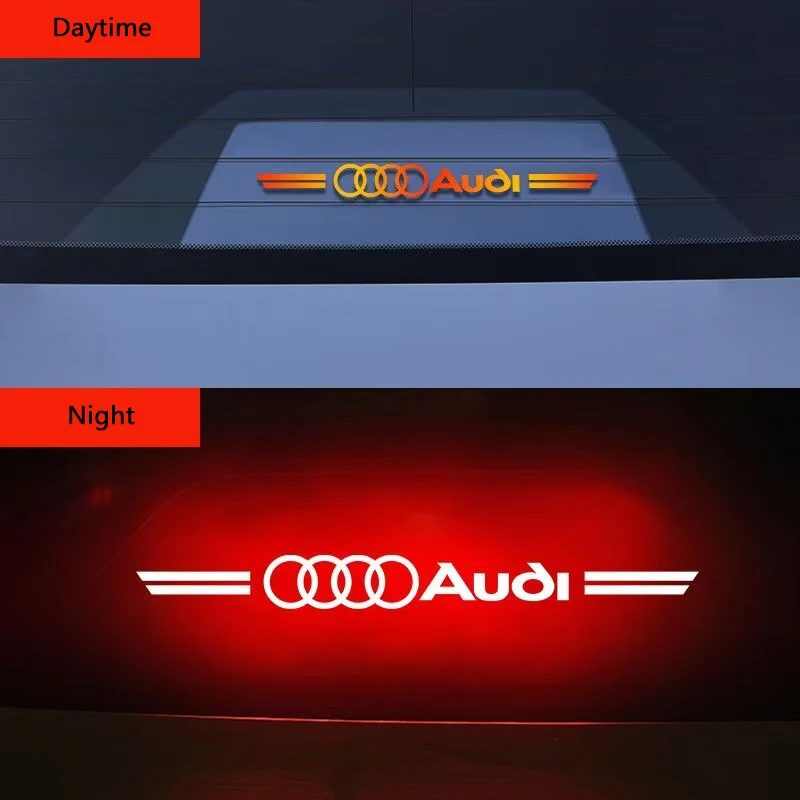 1 Uds. Logotipo de PVC para coche, tablero de proyección de luz de freno, pegatina, emblema, accesorios para Audi Quattro RS s-line A3 A5 A4L A6L