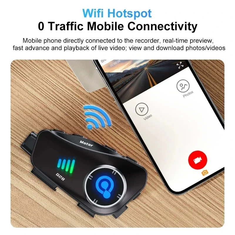 Fone de ouvido para capacete de motocicleta, bluetooth, bt5.3, com gravador de condução hd, câmera sem fio, 1080p, disco rígido, gravador de vídeo, chamada