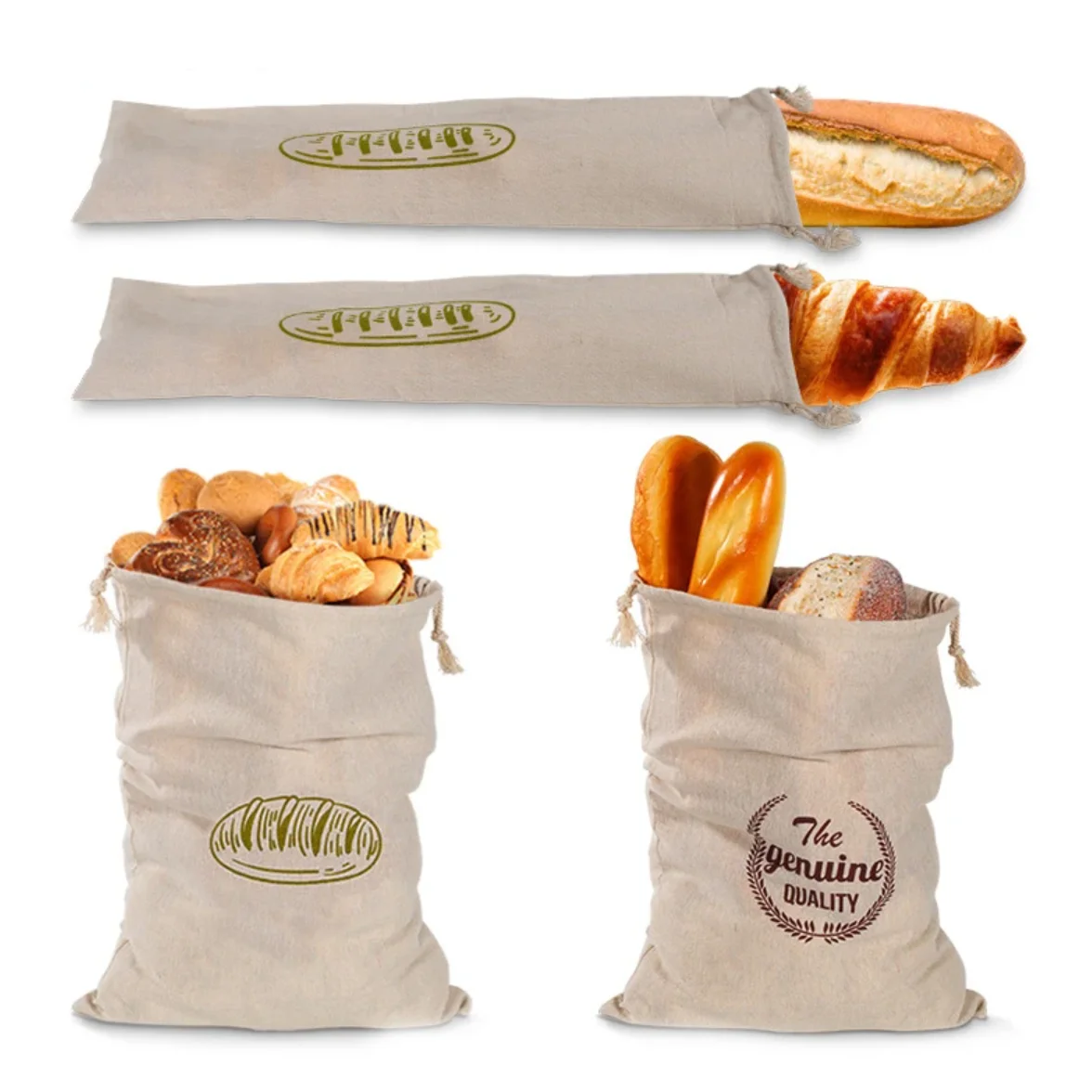 Bolsas de pan de lino de 3 estilos, bolsa con cordón reutilizable para pan, bolsa de almacenamiento de pan artesanal casera, bolsas de pan de lino para Baguette