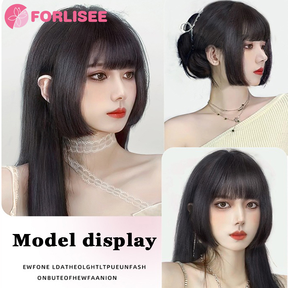 Forlisee-合成プリンセスカットバン、ヘアエクステンションピン、jiヘアスタイル、ストレートバルーン、目に見えない偽の包帯