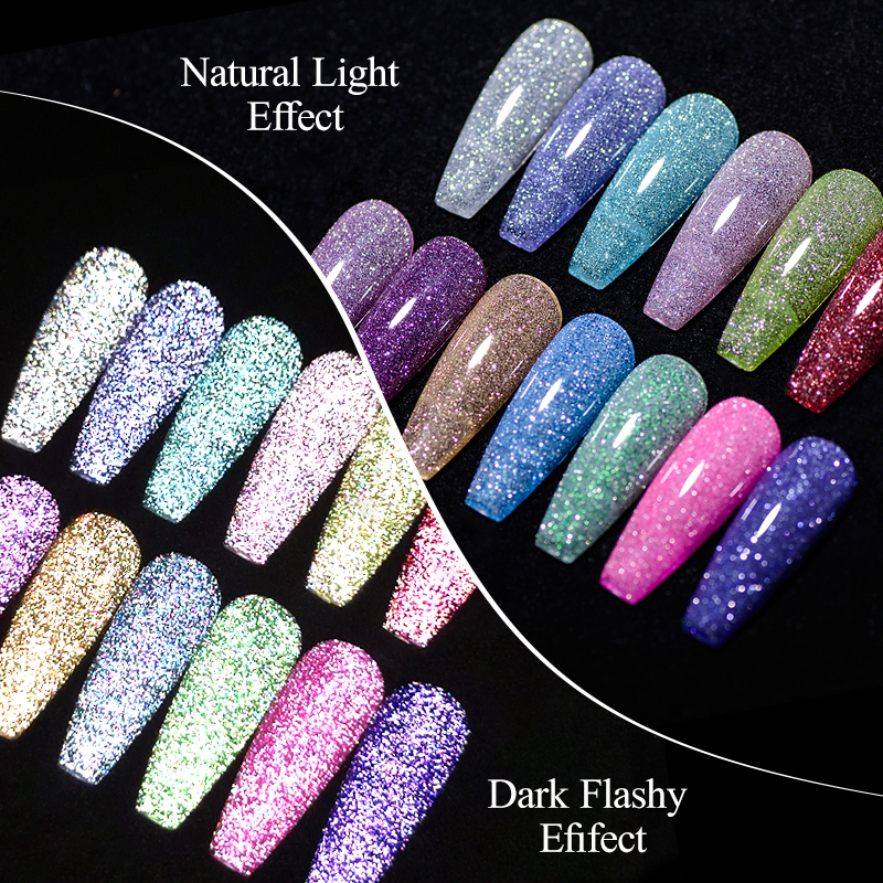Mtssii 6ml Holographic Glitter Gel Nail Polish Sparkling Silver Recflective Uv Gel Polish Semi Permanent Varnish For Manicure
