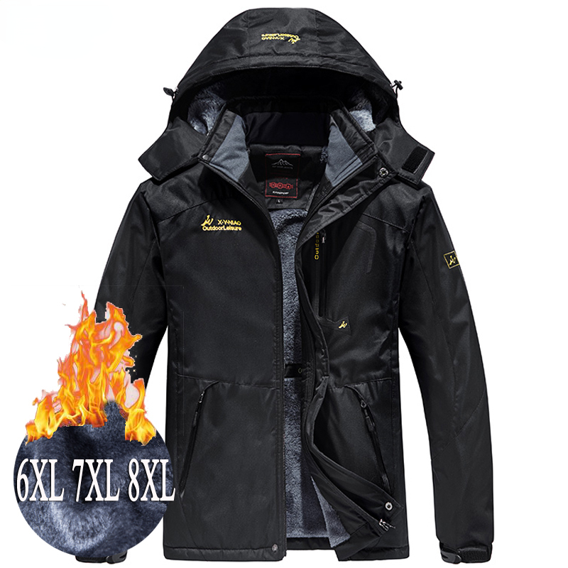 Heren Dikke Winddichte Waterdichte Jassen Heren Wollen Voering Sneeuw Ski Capuchon Jassen Mannen Parka Plus Size Winterjas