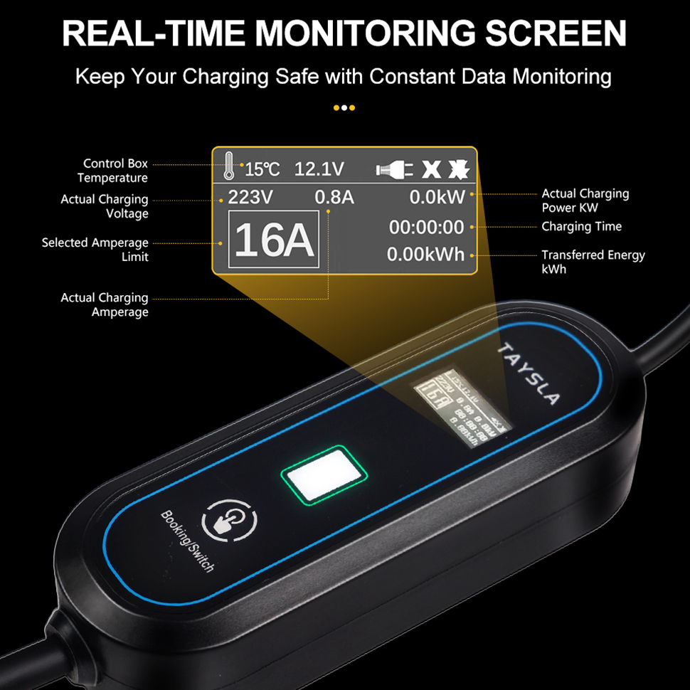 TAYSLA 電気自動車充電器 3.5kW 16A タイプ 2 ポータブル EV 充電器タイプ 1 80V-260V EU プラグ充電ケーブル電気自動車用