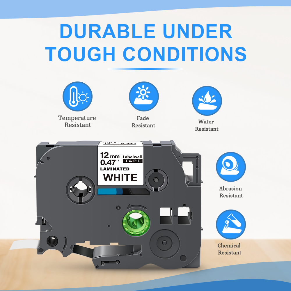 Labelwell 5/10PK 231 12มม. เทปฉลากลามิเนตเข้ากันได้กับ Brother 231 221 131 531 631สำหรับ Brother P-Touch เครื่องทำฉลาก PTH110